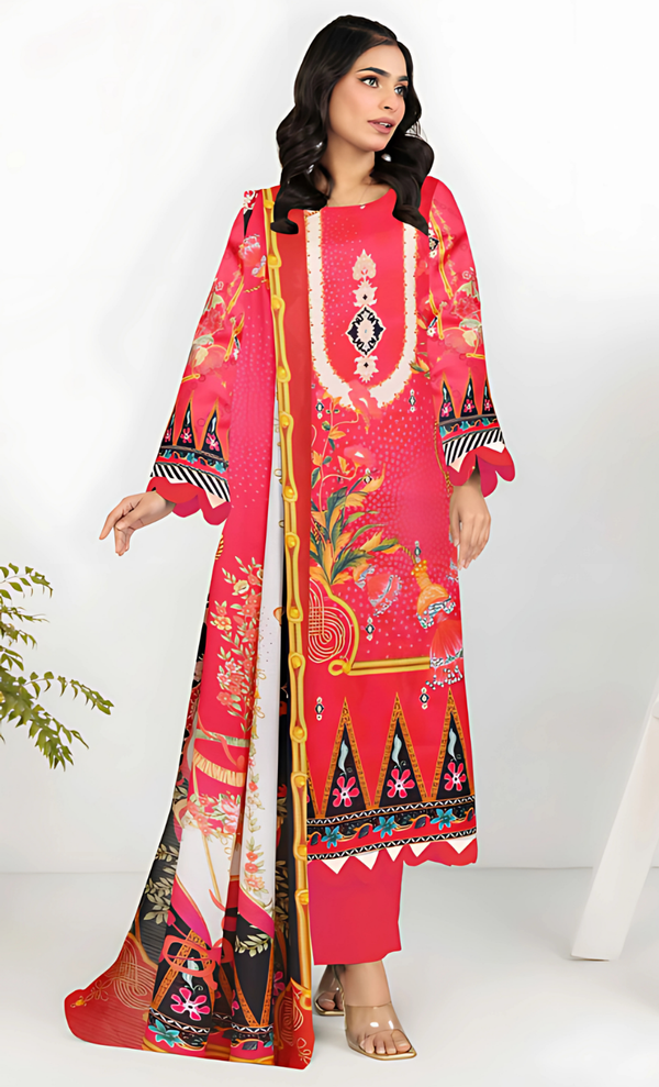Rivaj Vol 17 Design 06 – MORjan 3-piece lawn suit (front view)