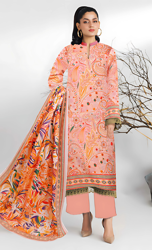 Rivaj Vol 17 Design 08 – MORjan 3-piece lawn suit (front view)