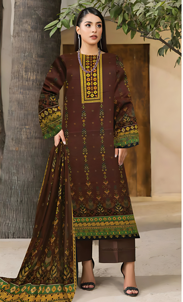 Earthy Majesty Brown & Mustard Lawn 3PC