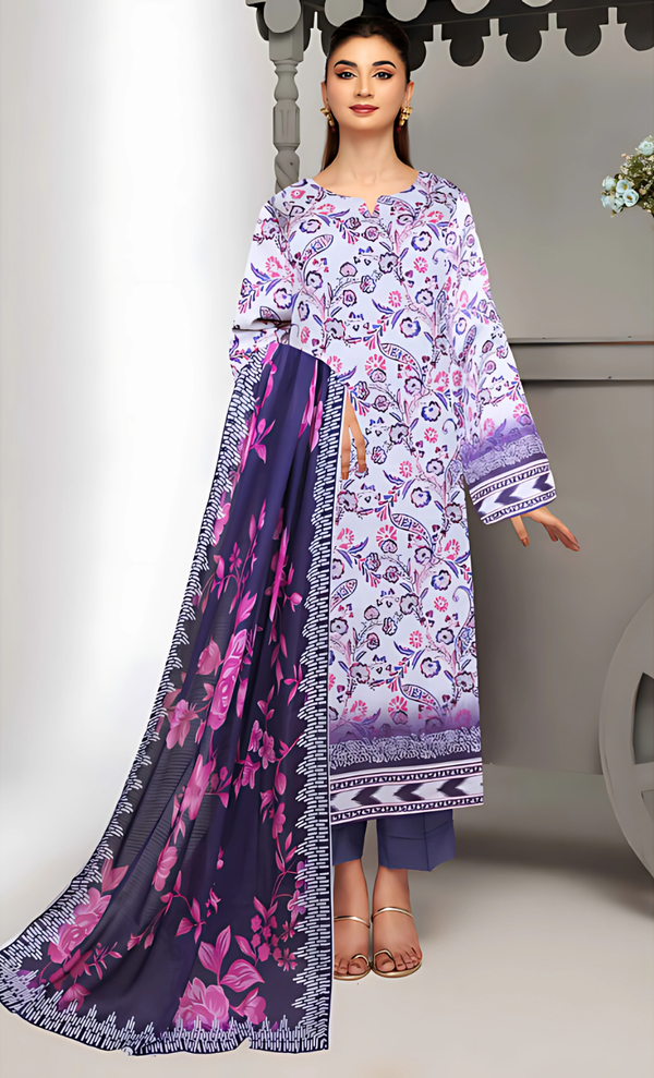 Rivaj Vol 17 Design 09 – MORjan 3-piece lawn suit (front view)