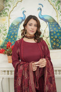 4pc Embroidered Dhanak  Maroon & Gold Radiance