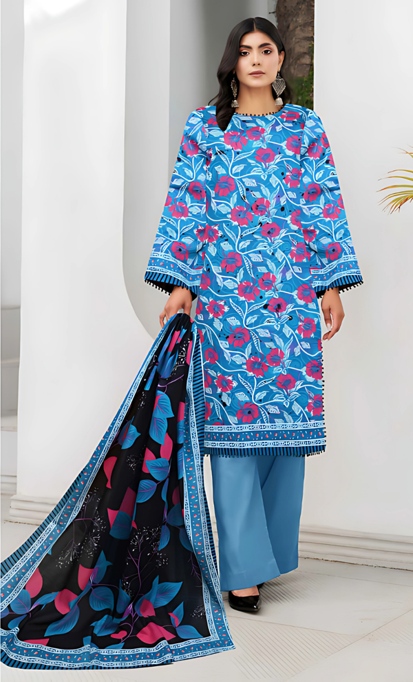 Afsana Vol 18 Design 01 – MORjan 3-piece lawn suit (front view)