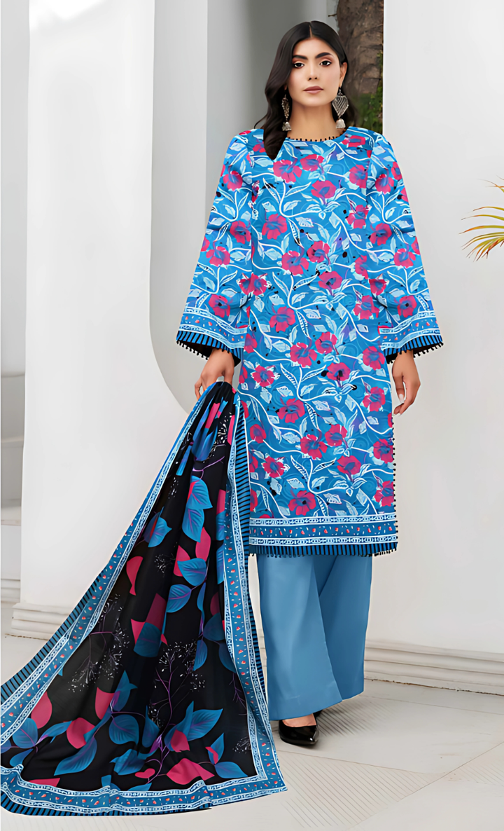 Afsana Vol 18 Design 01 – MORjan 3-piece lawn suit (front view)