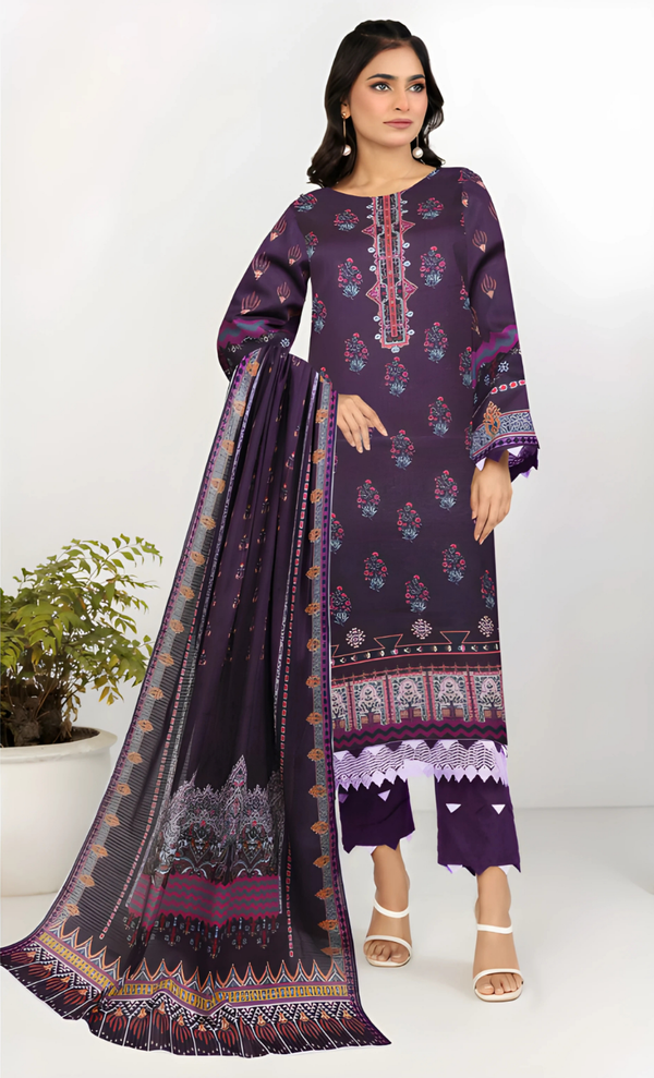 Afsana Vol 18 Design 02 – MORjan 3-piece lawn suit (front view)