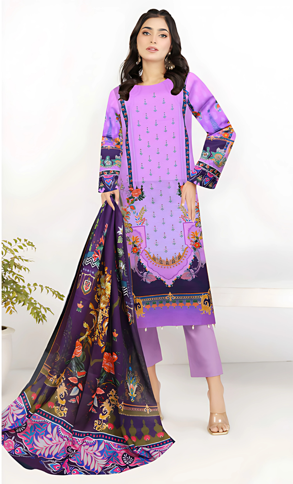 Afsana Vol 18 Design 03 – MORjan 3-piece lawn suit (front view)
