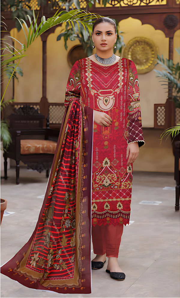 Afsana Vol 18 Design 07 – MORjan 3-piece lawn suit (front view)