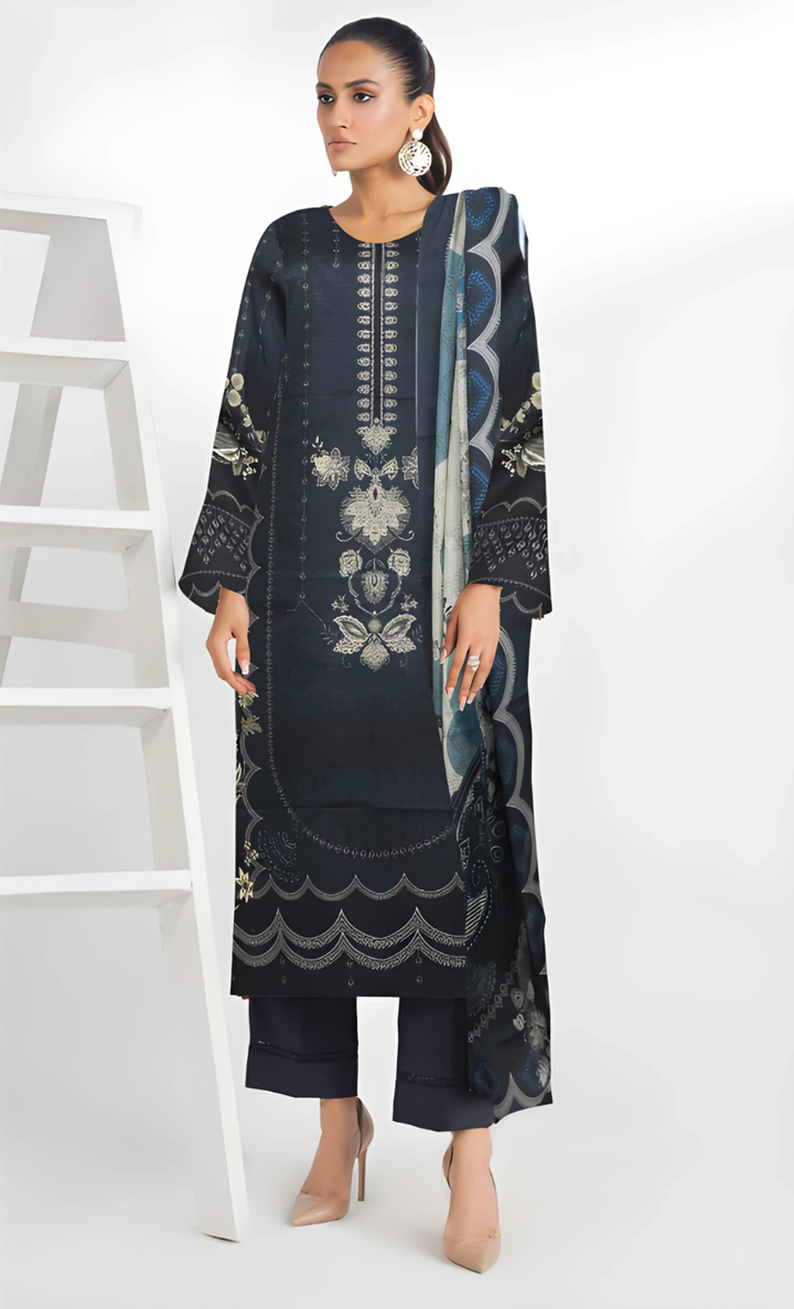 Afsana Vol 18 Design 08 – MORjan 3-piece lawn suit (front view)