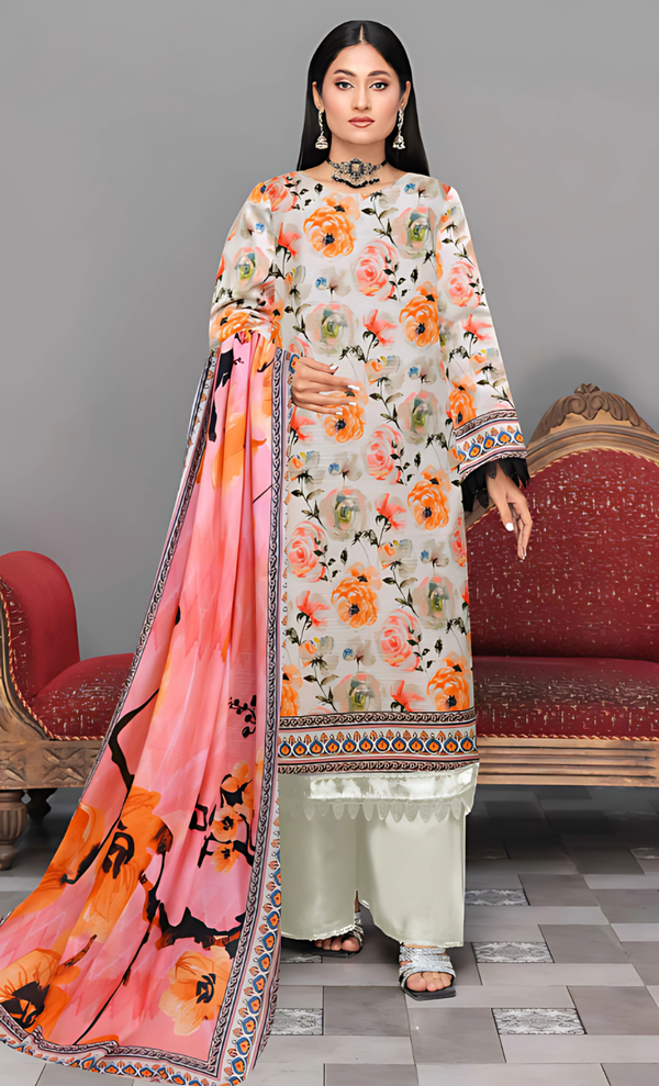 Afsana Vol 18 Design 09 – MORjan 3-piece lawn suit (front view)
