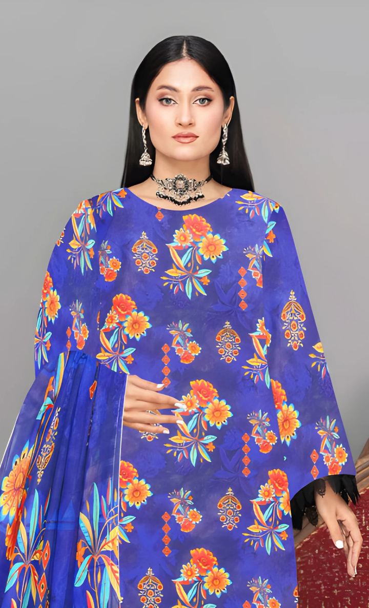 Mirha Vol 06 Design 02 – MORjan 3-piece lawn suit (gallery view)