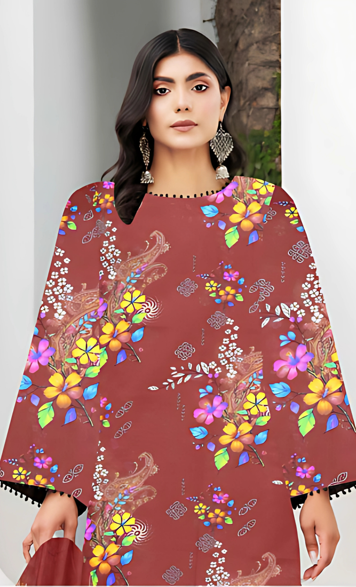 Mirha Vol 06 Design 06 – MORjan 3-piece lawn suit (gallery view)