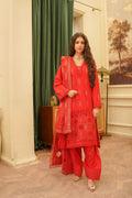 4pc Embroidered Dhanak  Orange & Gold Radiance