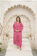 4pc Embroidered Dhanak  Pink & Fuchsia Delight