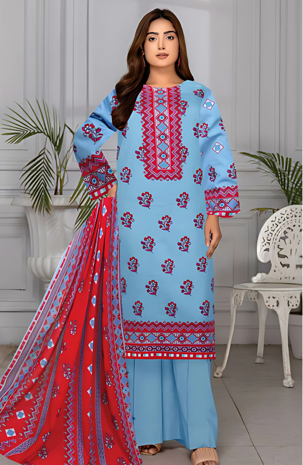 Wajiha Vol 20 Design 01 – MORjan 3-piece lawn suit (front view)