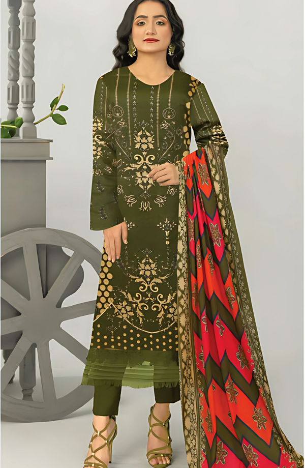 Wajiha Vol 20 Design 02 – MORjan 3-piece lawn suit (front view)