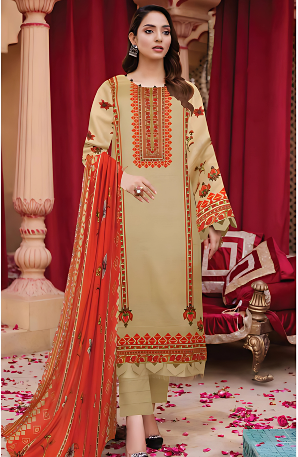 Wajiha Vol 20 Design 04 – MORjan 3-piece lawn suit (front view)
