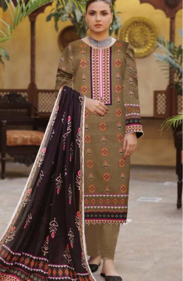 Wajiha Vol 20 Design 05 – MORjan 3-piece lawn suit (front view)