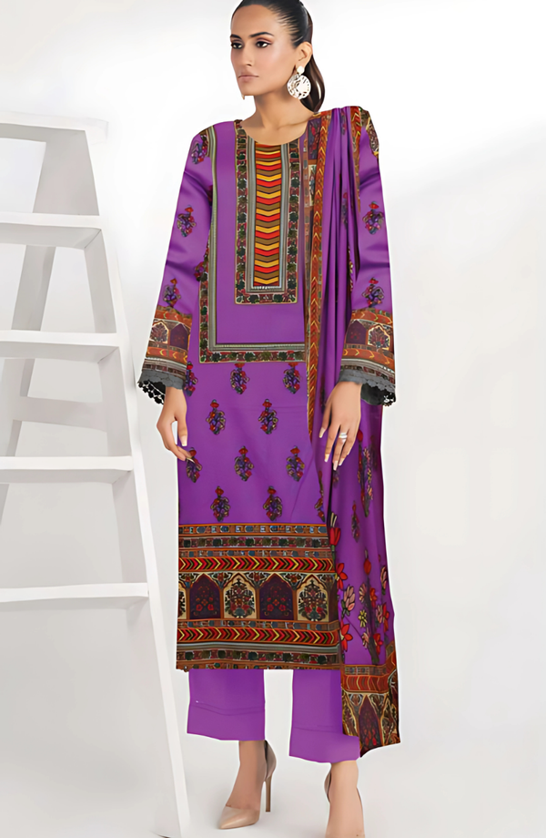 Wajiha Vol 20 Design 07 – MORjan 3-piece lawn suit (front view)