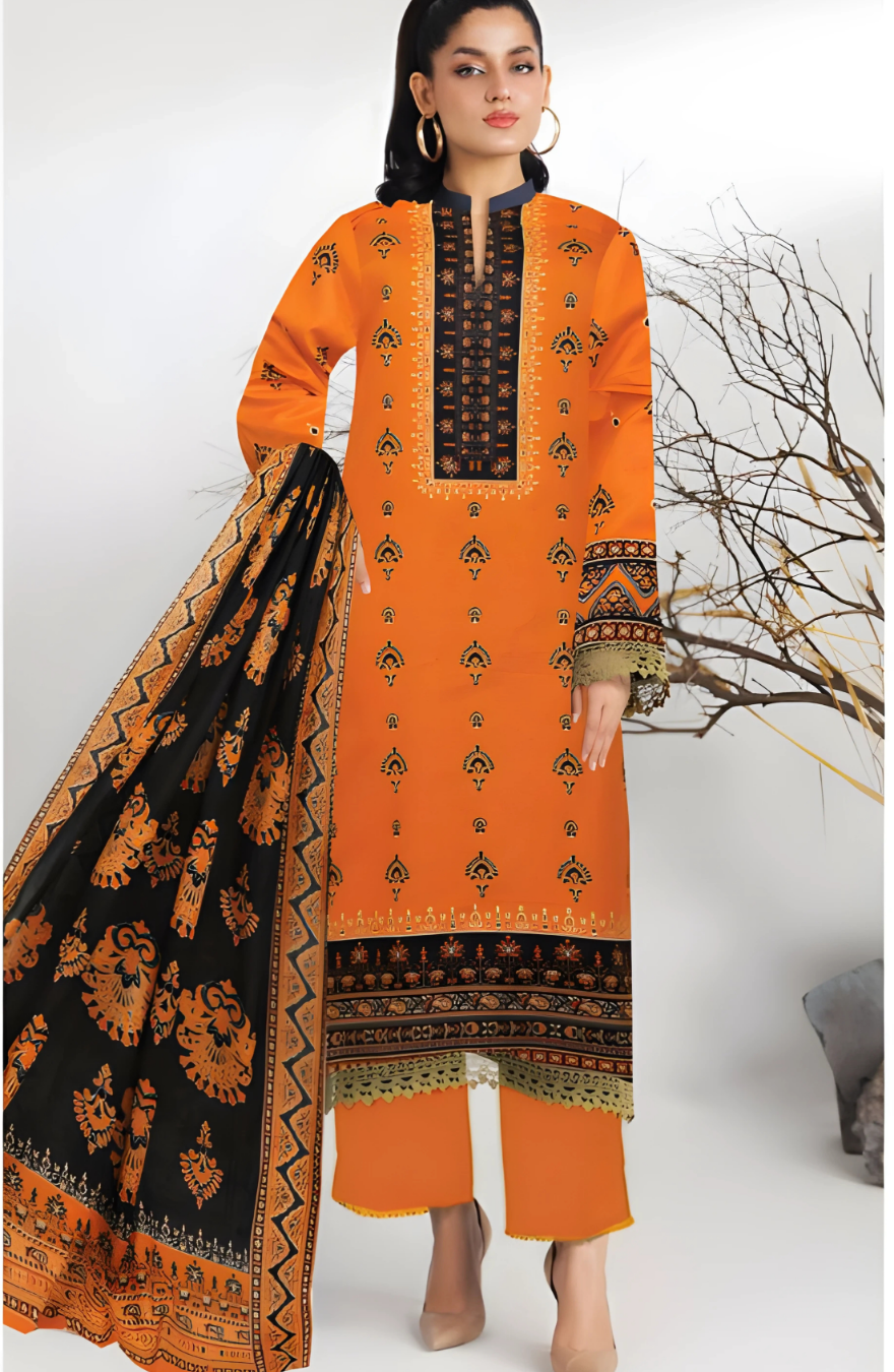 Wajiha Vol 20 Design 09 – MORjan 3-piece lawn suit (front view)