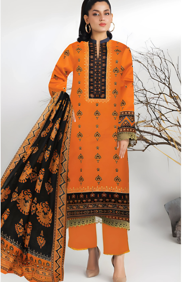 Wajiha Vol 20 Design 09 – MORjan 3-piece lawn suit (front view)